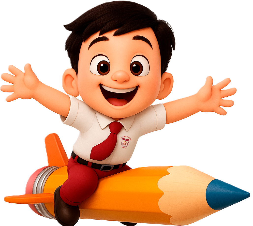 Estudiante en cohete lápiz