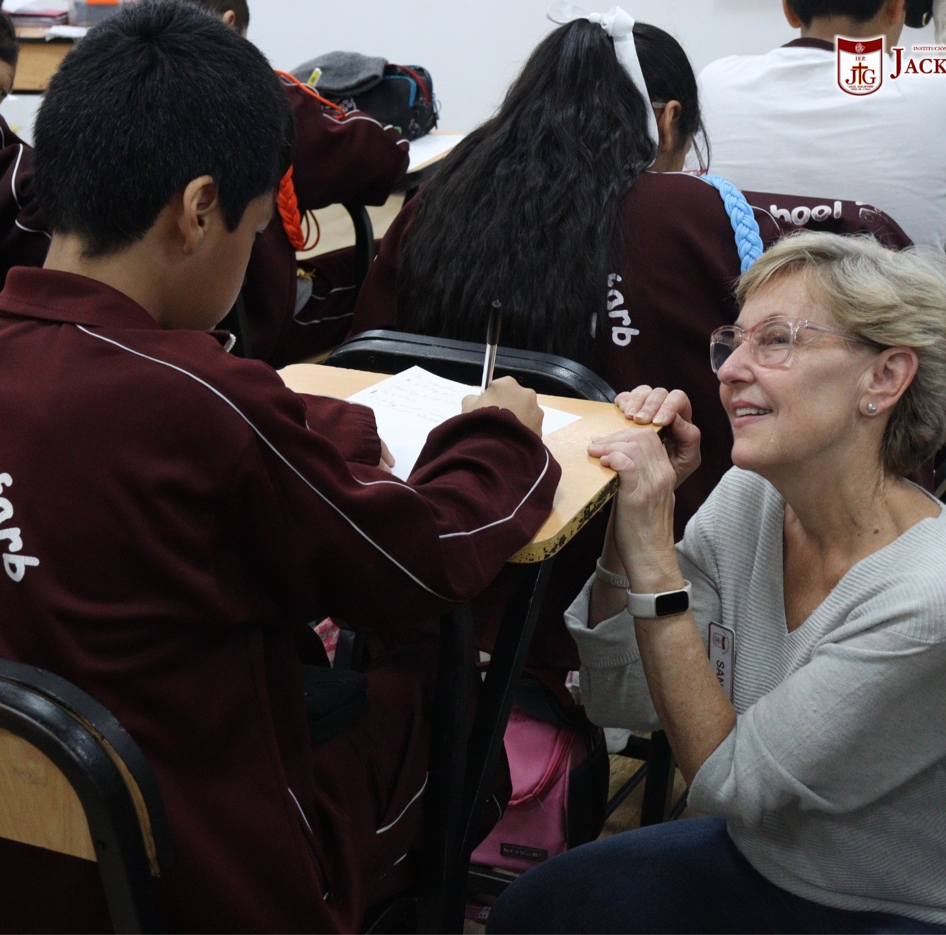 Teacher with student